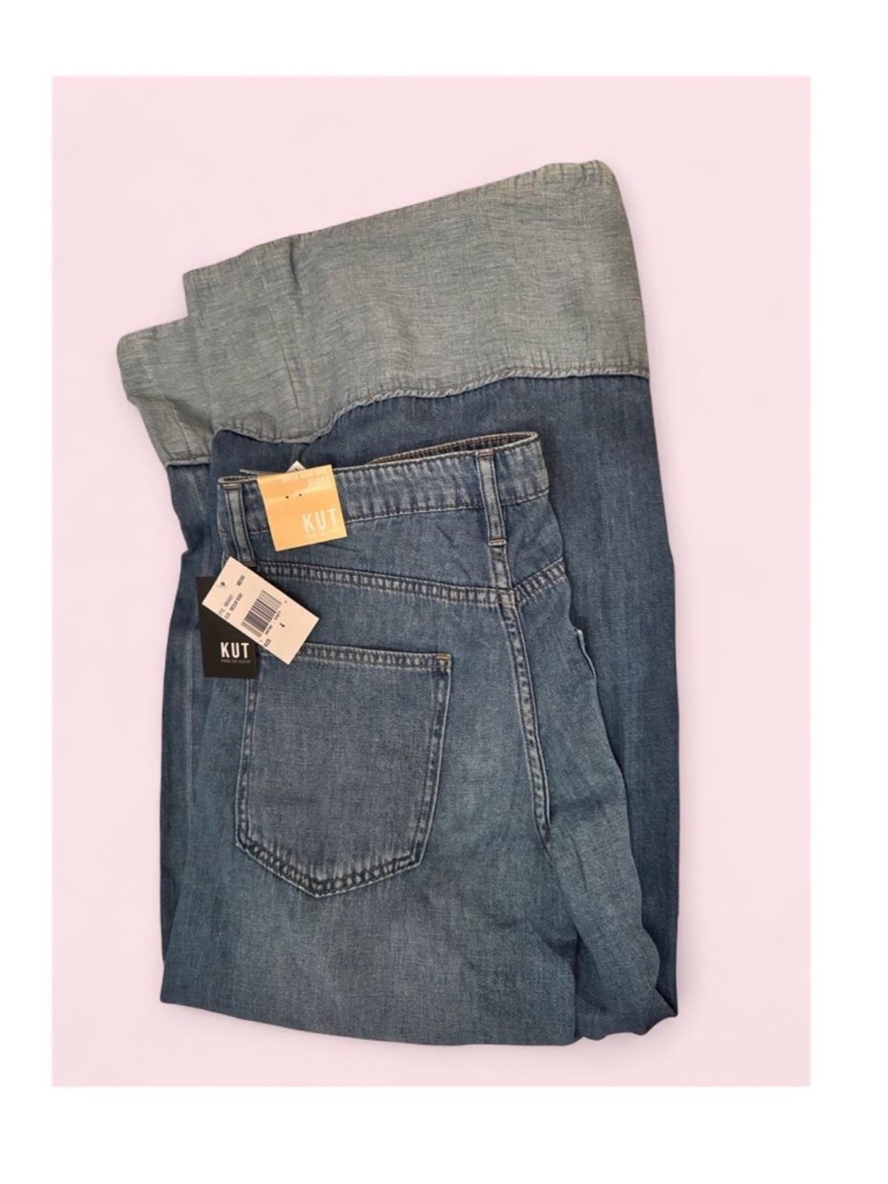 KUT FROM THE KLOTH Blake High Rise Crop Wide Leg in Medium Wash with Hem Detail - Picture 11 of 14